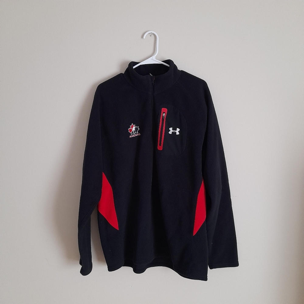 Under Armour Black and Red Fleece Pullover